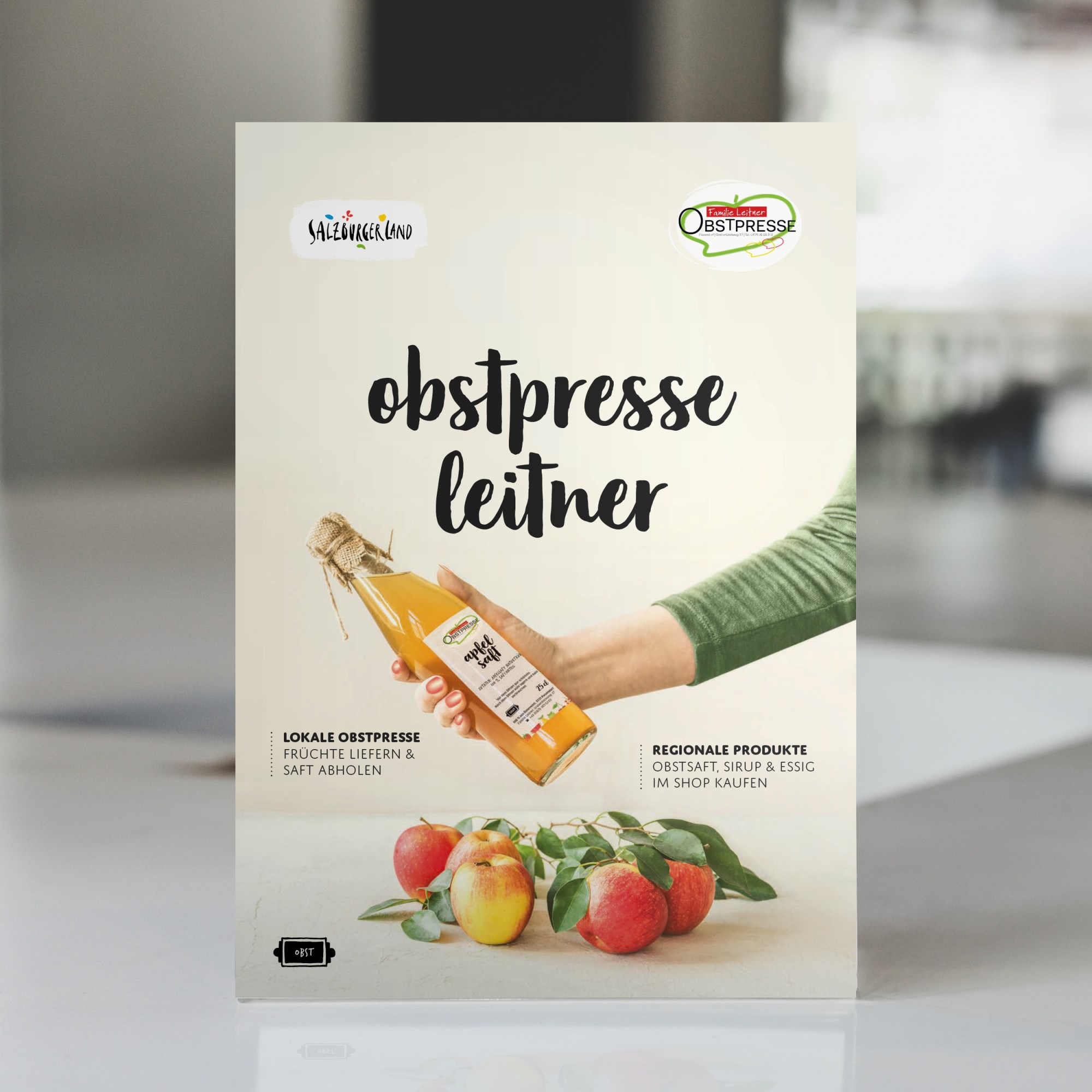 Etikettendesign Obstpresse Leitner